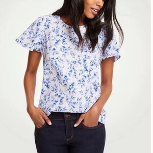 Ann Taylor Blue and White Floral Top